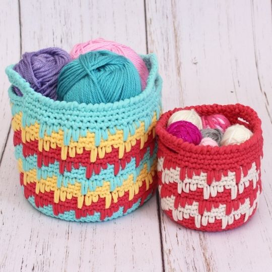 Spike Stitch Basket by Loops and Love Crochet