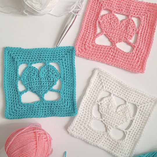 Stitch-a-thon Square 7 Heart - CoCo Crochet Lee