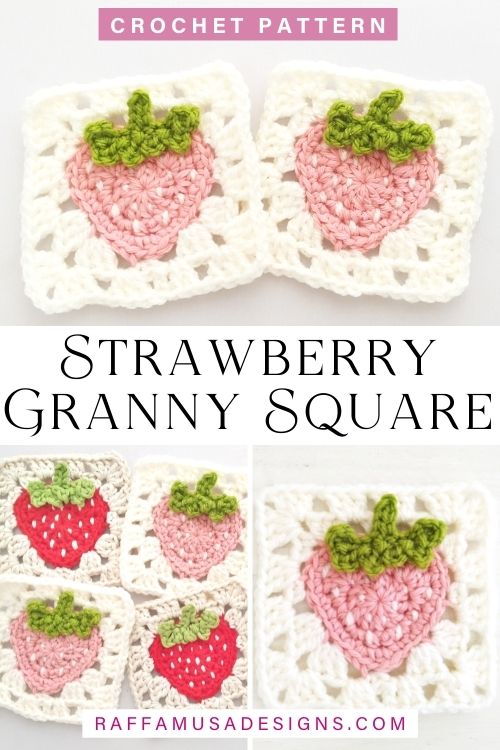 Strawberry Granny Square - Free Crochet Pattern - Raffamusa Designs