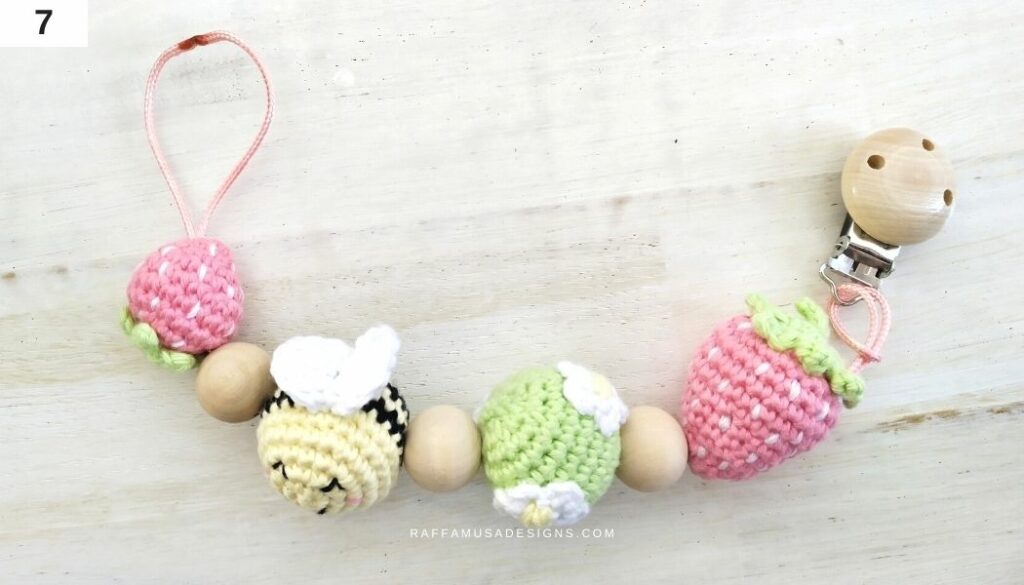 Assembly of the Strawberry Pacifier Clip - Raffamusa Designs