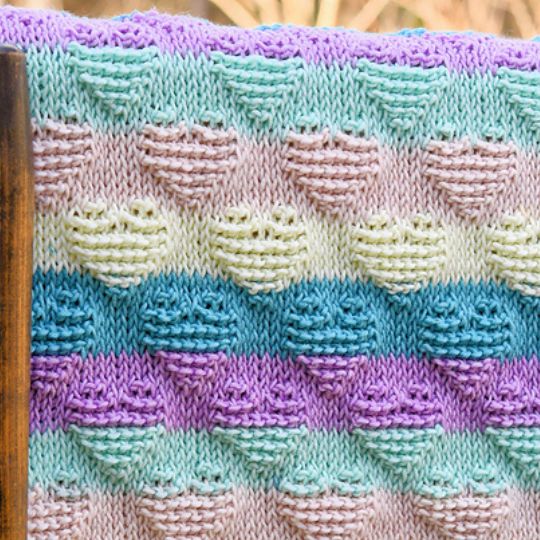 Striped Hearts Baby Blanket - Make It Crochet