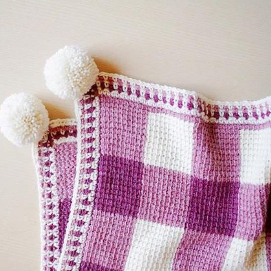 Sweet Gingham Baby Blanket - TL Yarn Crafts
