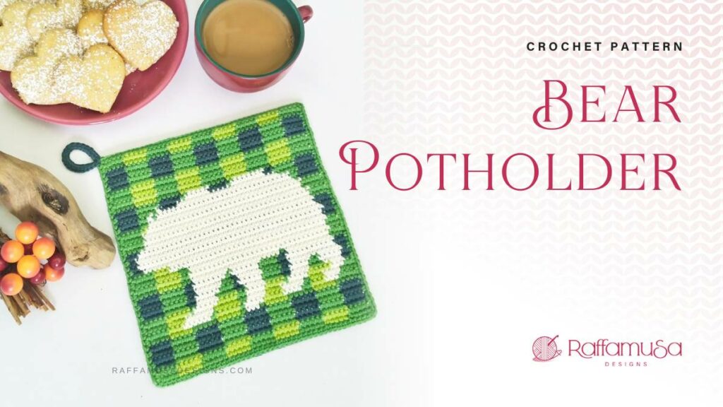 Tapestry Crochet Bear Potholder - Free Pattern - Raffamusa Designs