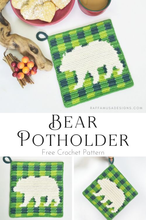 Bear Potholder - Free Tapestry Crochet Pattern - Raffamusa Designs