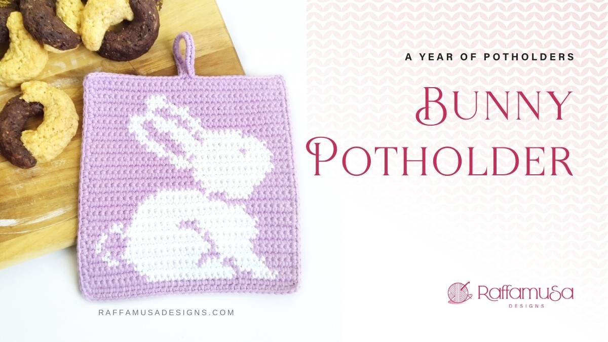 Tapestry Crochet Easter Bunny Potholder - Free Pattern - Raffamusa Designs
