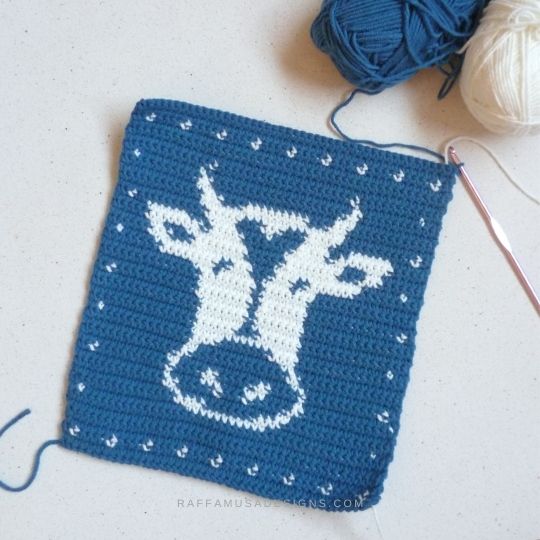 Tapestry Crochet Cow Potholder - Raffamusa Designs