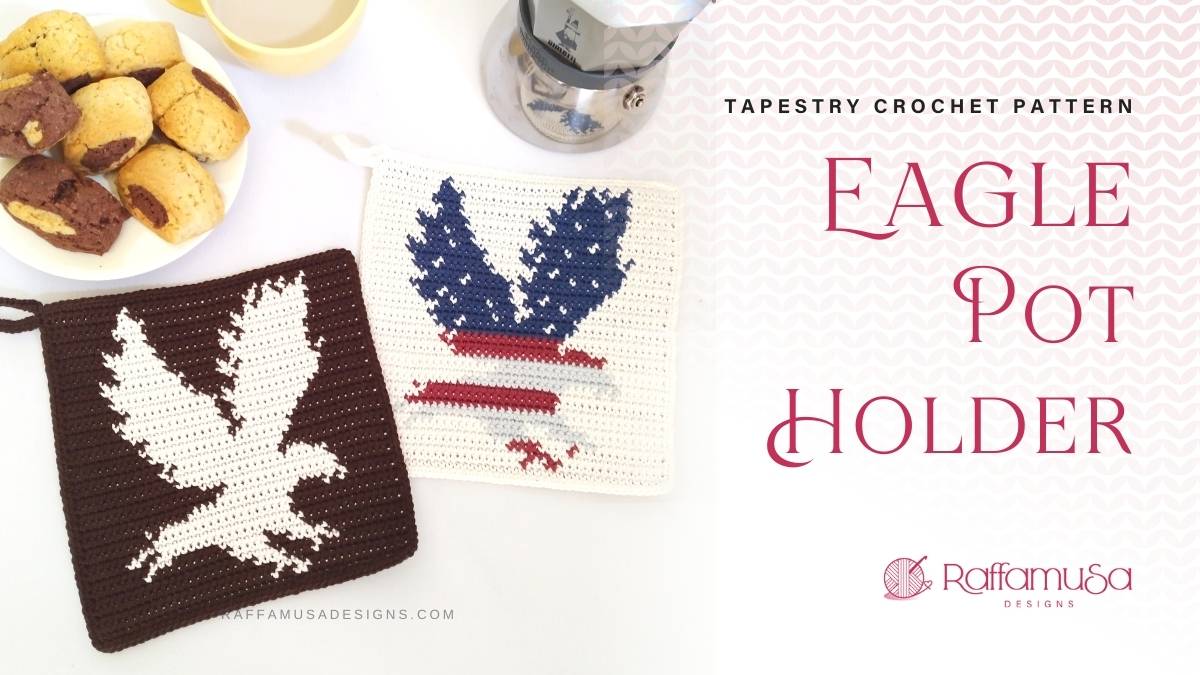Eagle Potholder - Free Tapestry Crochet Pattern - Raffamusa Designs