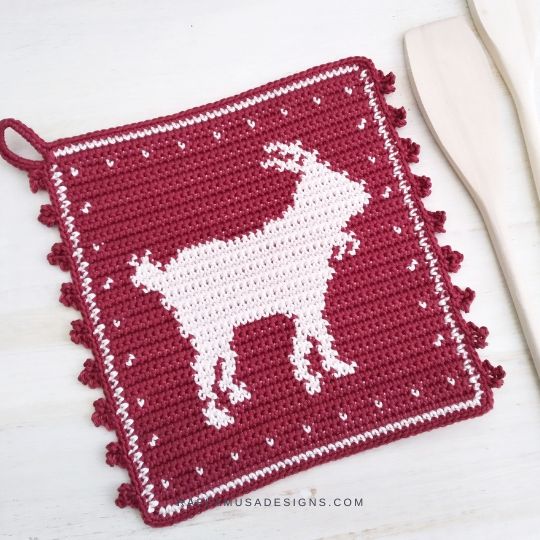 Tapestry Crochet Goat Potholder - Raffamusa Designs
