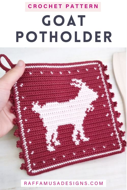 Tapestry Crochet Goat Potholder Free Pattern - Raffamusa Designs