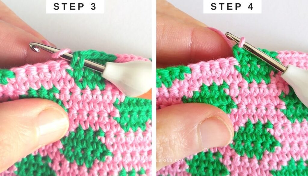 Tapestry Crochet Tutorial - How to Invisible Change on the Right Side - Raffamusa Designs
