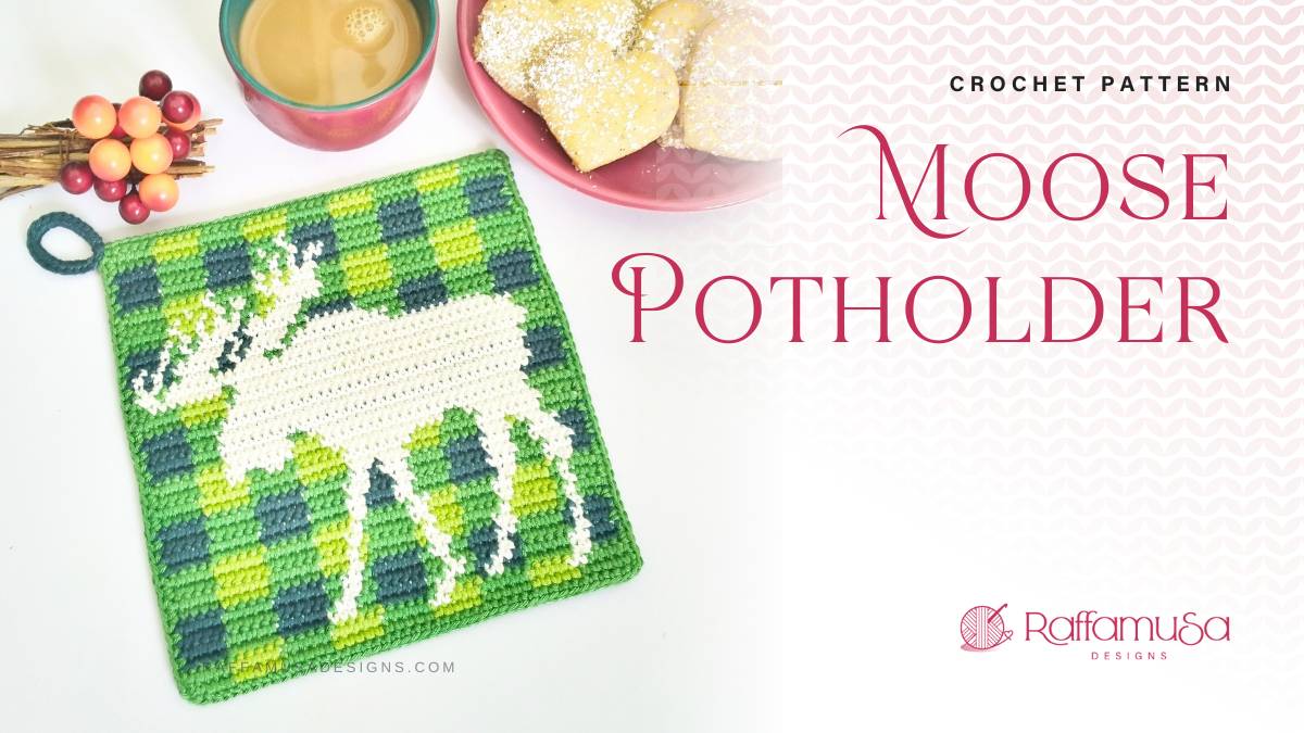 Tapestry Crochet Moose Potholder - Free Pattern - Raffamusa Designs