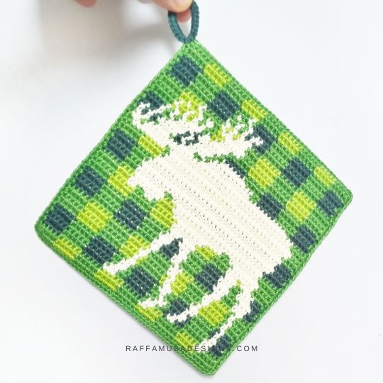 Tapestry Crochet Moose Potholder - Raffamusa Designs