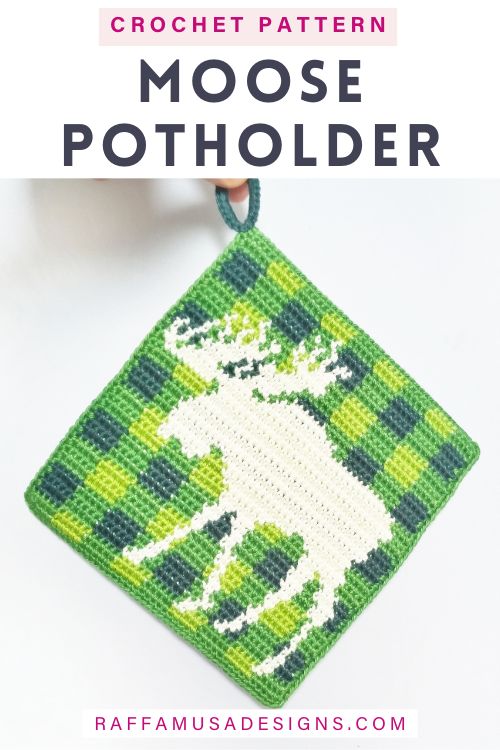 Free Tapestry Crochet Pattern - Moose Potholder - Raffamusa Designs
