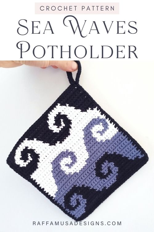Sea Waves Potholder - Free Tapestry Crochet Pattern - Raffamusa Designs