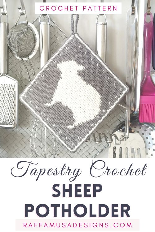 Tapestry Crochet Sheep Potholder - Free Crochet Pattern - Raffamusa Designs