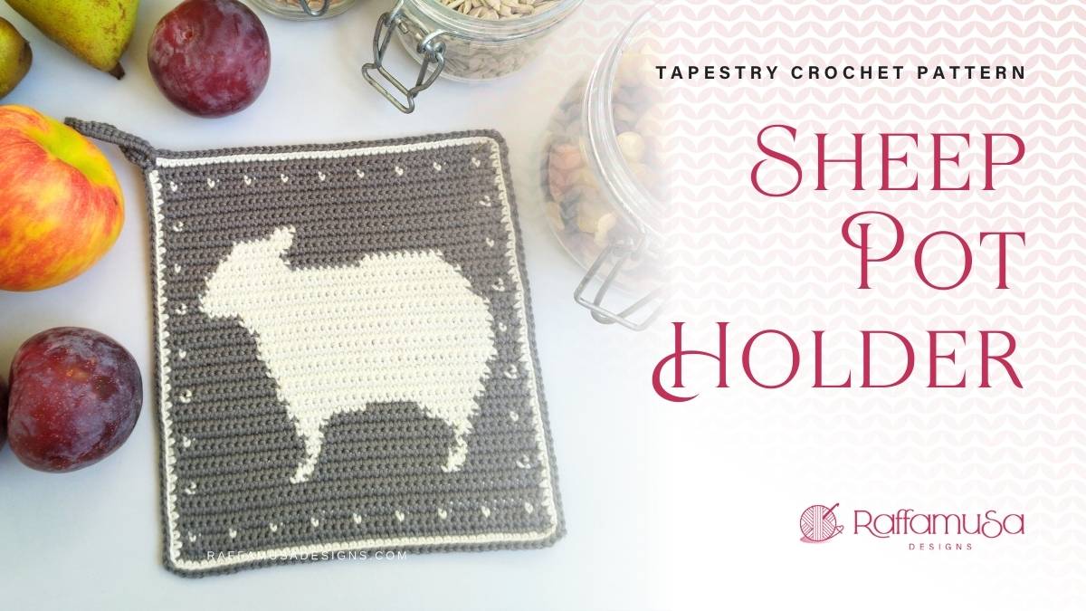 Tapestry Crochet Sheep Potholder - Free Pattern - Raffamusa Designs