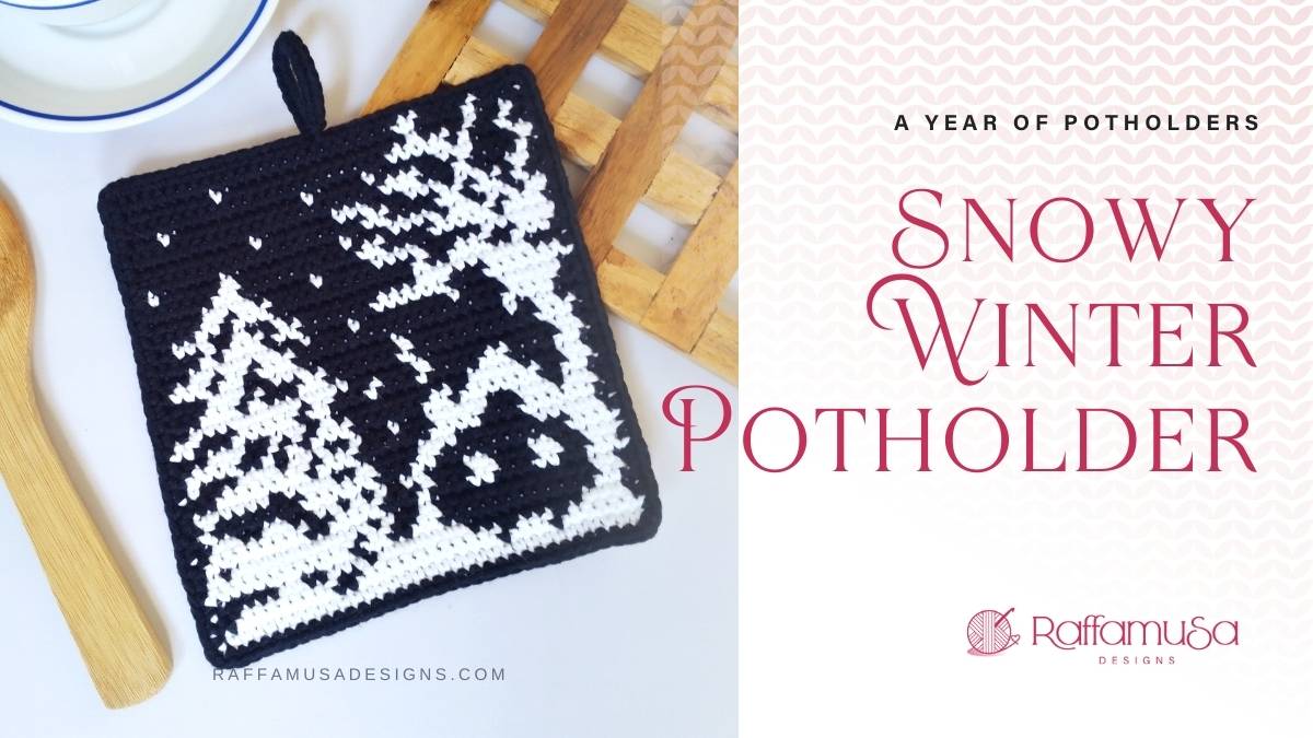 Tapestry Crochet Snowy Winter Potholder - Raffamusa Designs