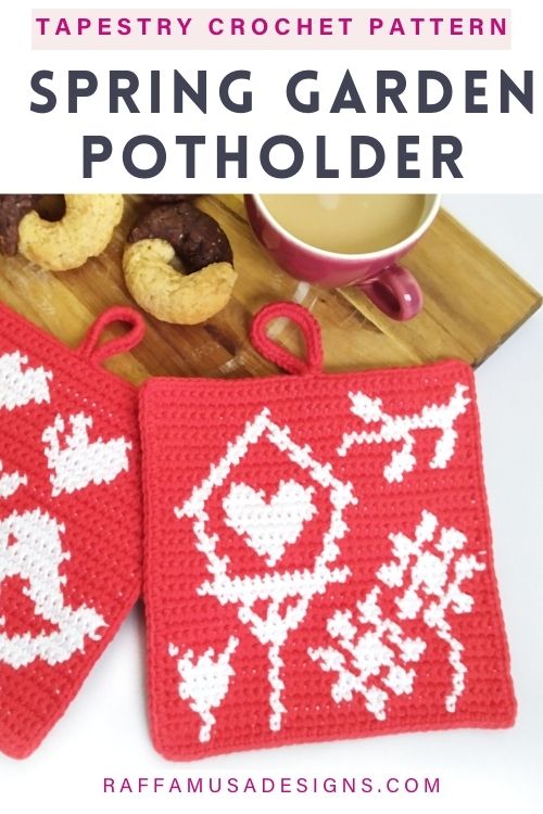 Spring Garden Potholder - Free Tapestry Crochet Pattern - Raffamusa Designs