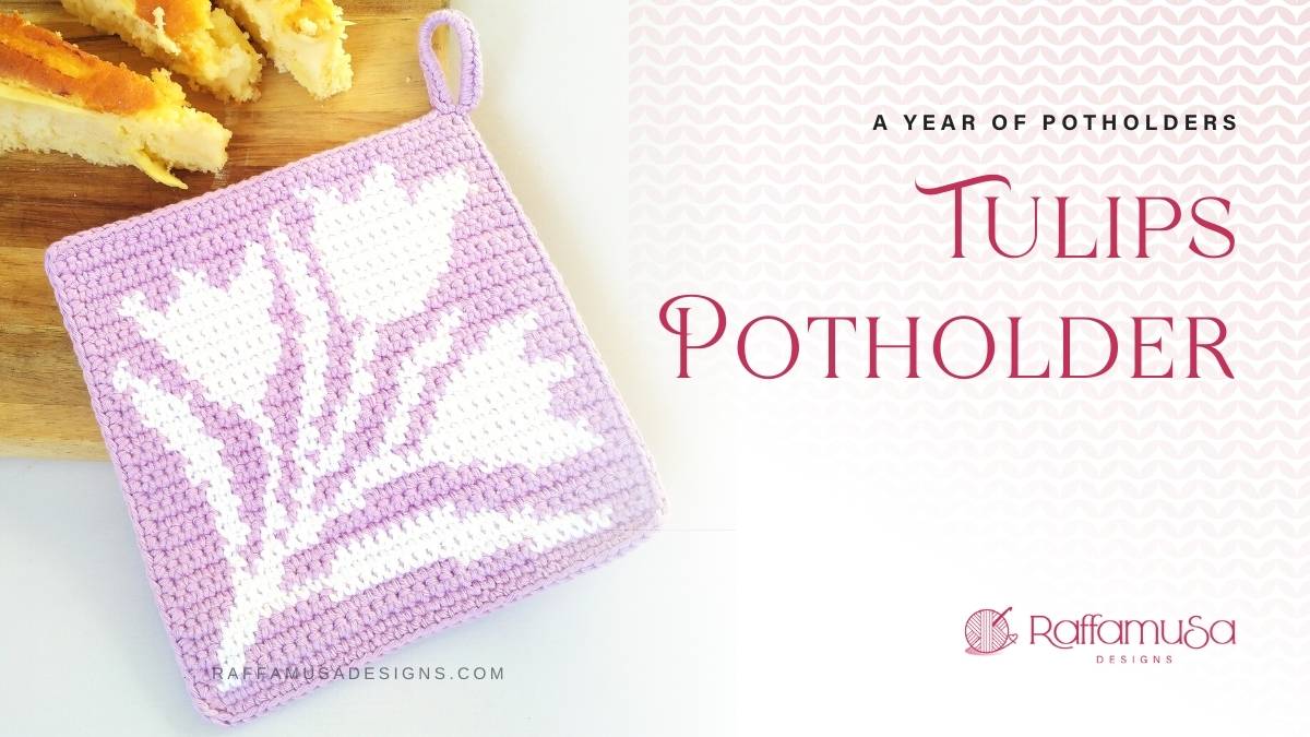 Tapestry Crochet Tulips Potholder - Raffamusa Designs