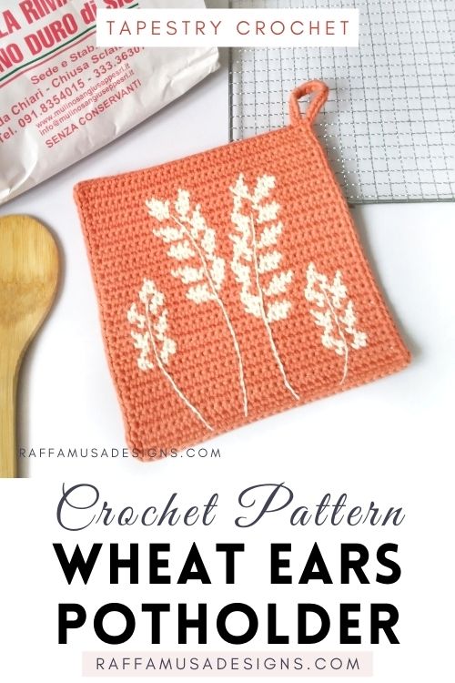 Tapestry Crochet Wheat Ears Potholder - Free Pattern - Raffamusa Designs