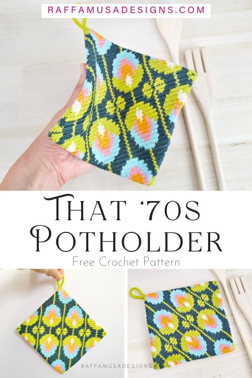 That '70s Potholder - Free Tapestry Crochet Potholder - Raffamusa Designs