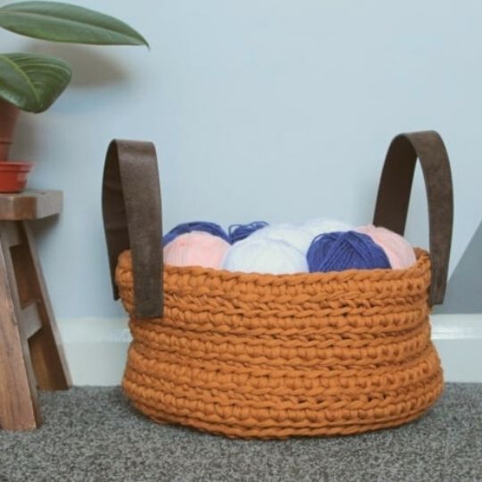 T-Shirt Yarn Basket by Blue Star Crochet