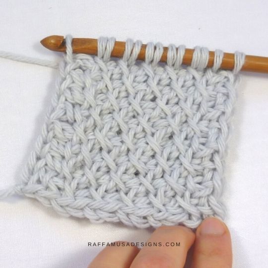 Tunisian Crochet Diagonal Lattice Stitch - Free Tutorial - Raffamusa Designs