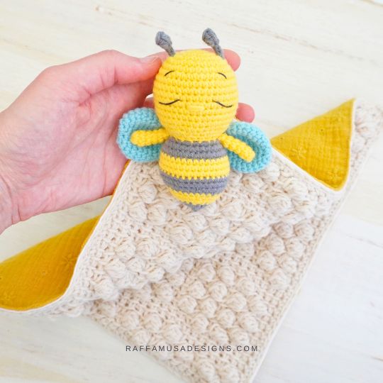 Tunisian Crochet Beehive Baby Lovey - RaffamusaDesigns