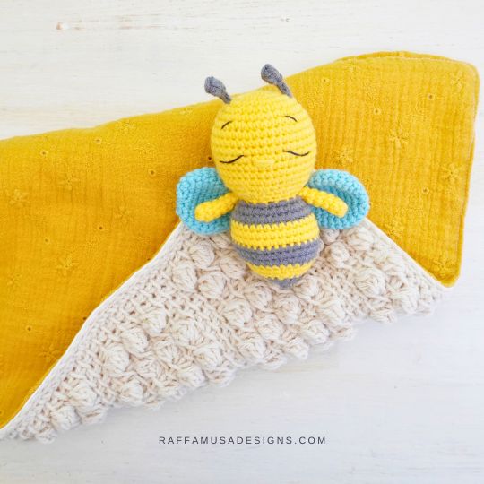 Tunisian Crochet Beehive Baby Lovey - RaffamusaDesigns