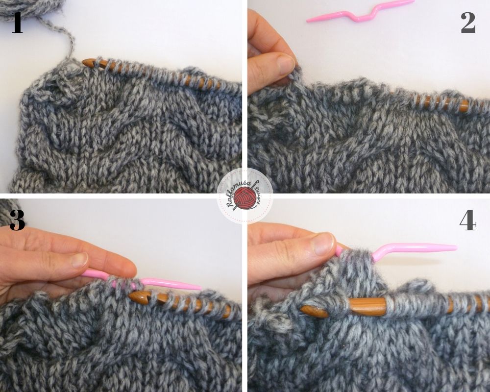 Tunisian crochet right-leaning cable, part 1