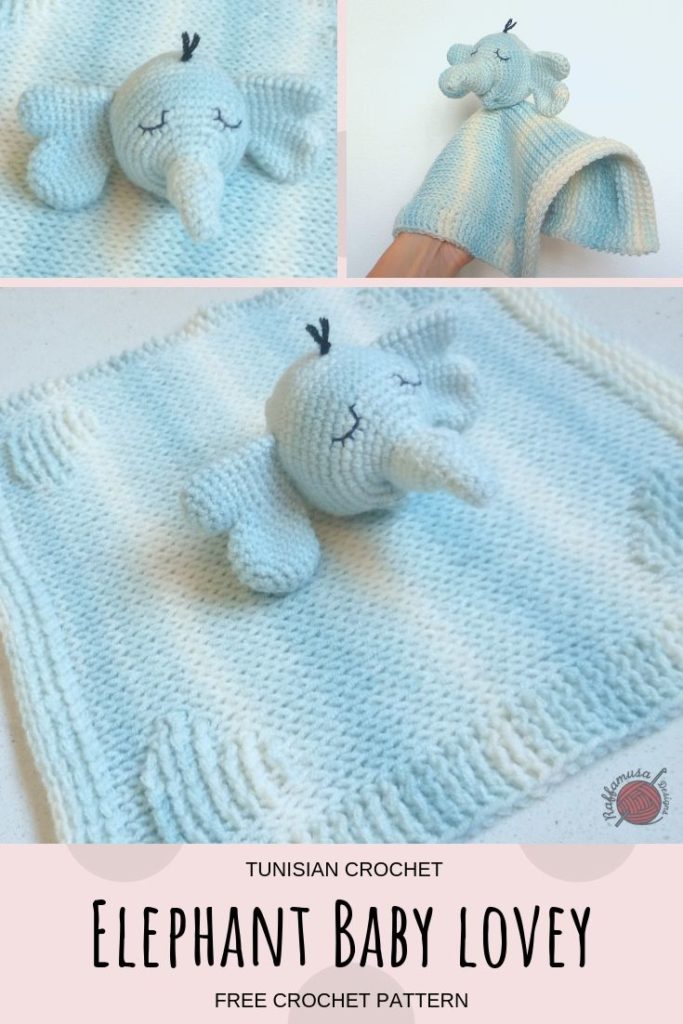 Elephant Lovey - Tunisian Crochet Pattern - Raffamusa Designs