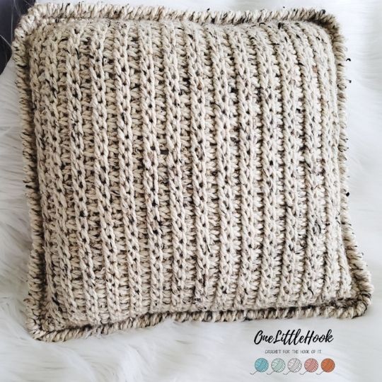 Tunisian Crochet Pillow Cover by One Little Hook