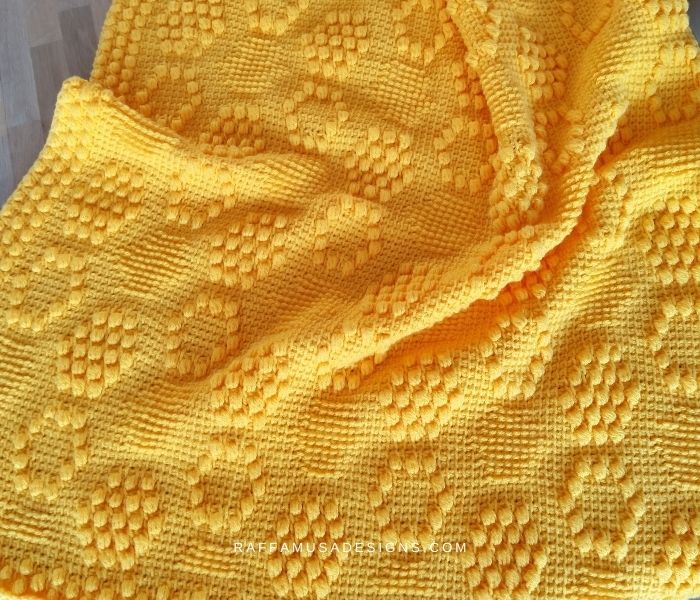 Tunisian crochet Honeycomb Baby Blanket - Raffamusa Designs