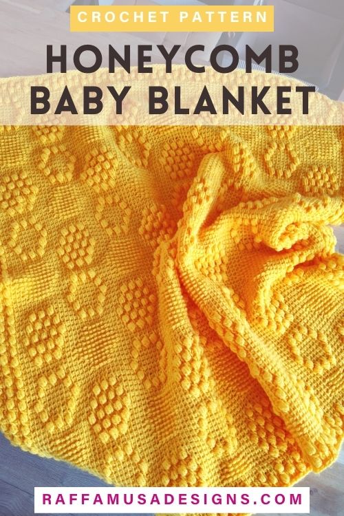 Tunisian Crochet Beehive Baby Blanket - Free Crochet Pattern - Raffamusa Designs
