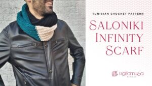 Tunisian Crochet Double Wrap Infinity Scarf for Men - Free Pattern - Raffamusa Designs