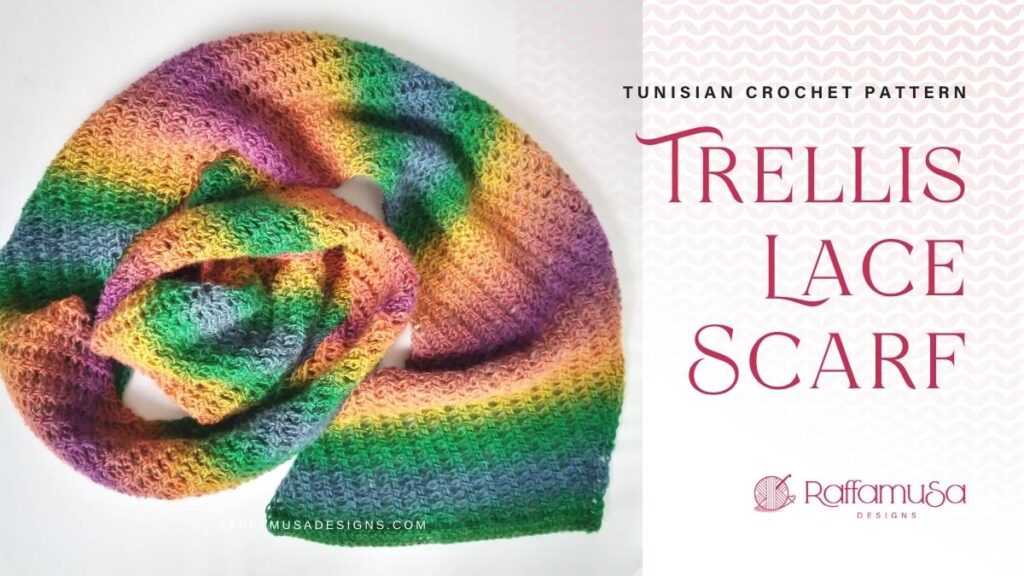 Tunisian Crochet Trellis Lace Scarf - Free Pattern - Raffamusa Designs
