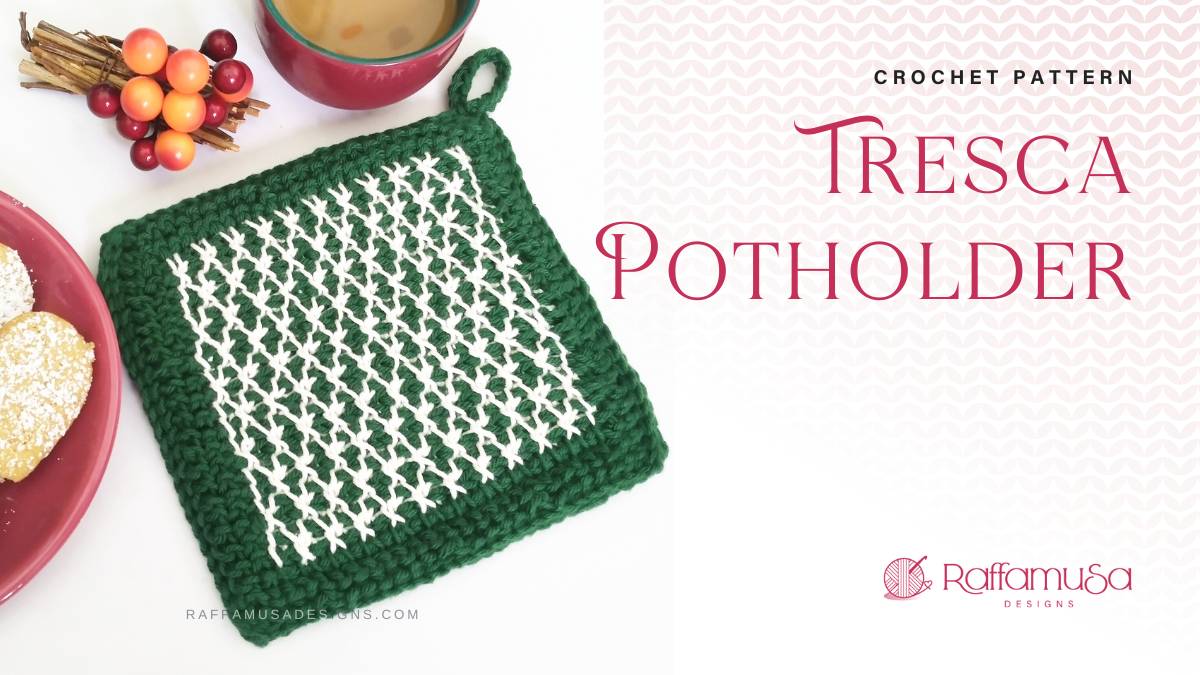 Tresca Potholder - Free Tunisian Crochet Pattern - Raffamusa Designs