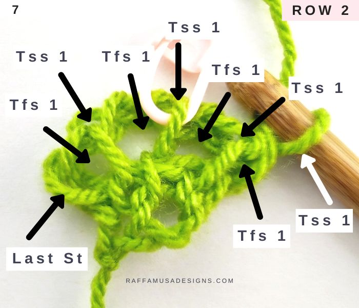 Tunisian Crochet Triangle - Row 2