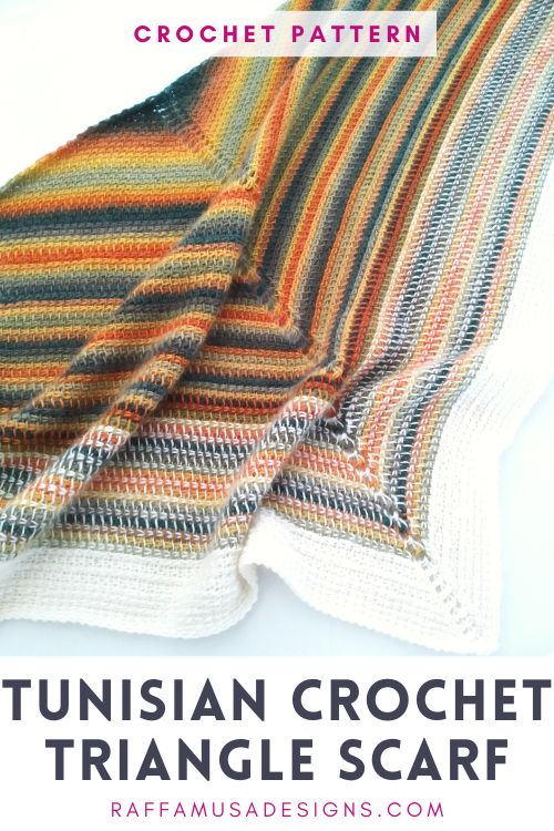 Tunisian Crochet Simple Stitch Triangle Scarf - Free Pattern - Raffamusa Designs