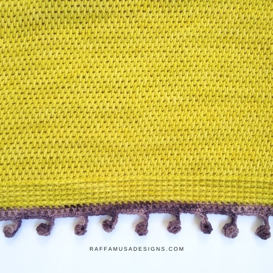 Bobble Border of the Tunisian Crochet Full Stitch Shawl - Free Pattern - Raffamusa Designs