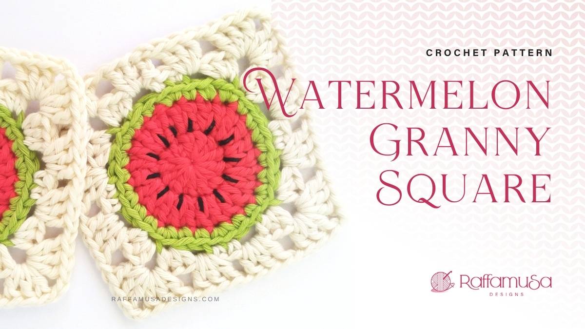 Watermelon Granny Square - Free Crochet Pattern - Raffamusa Designs