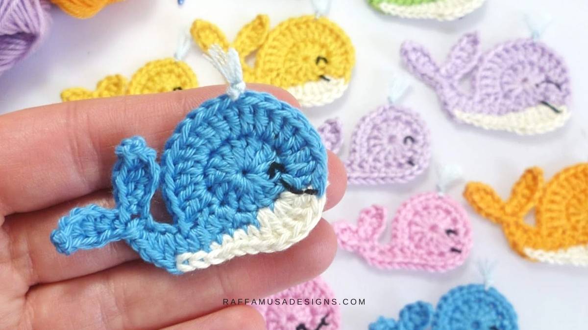 Crochet Whale Appliques - Free Patterns - Raffamusa Designs