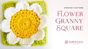 White Flower Granny Square - Free Crochet Pattern - Raffamusa Designs