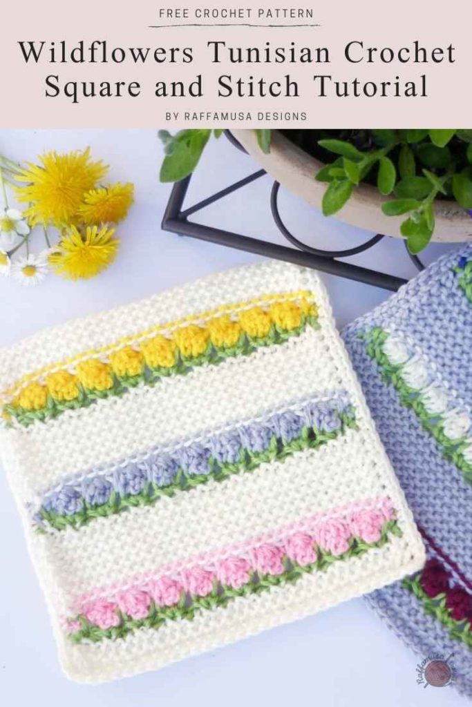 Wildflowers Tunisian Crochet Square - Free Pattern and Tutorial